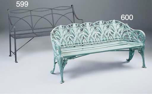 A Regency wrought iron garden seat