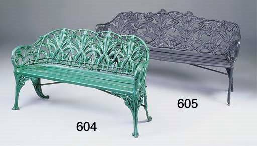 A Coalbrookdale 'Fern and Blackberry' pattern cast iron garden seat
