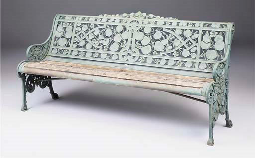 A Coalbrookdale 'Nasturtium' pattern cast iron garden seat