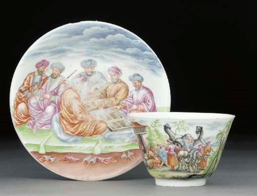 A Vienna (du Paquier) teabowl and saucer