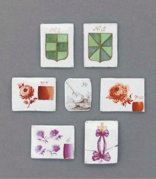Seven Vienna rectangular colour trial-panels