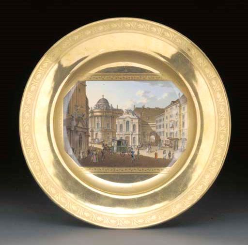 A Vienna topographical gold-ground cabinet-plate