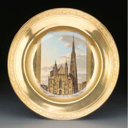 A Vienna topographical gold-ground cabinet-plate
