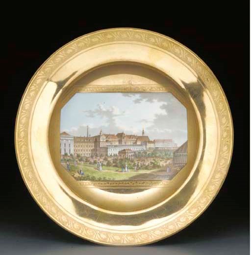 A Vienna topographical gold-ground cabinet-plate