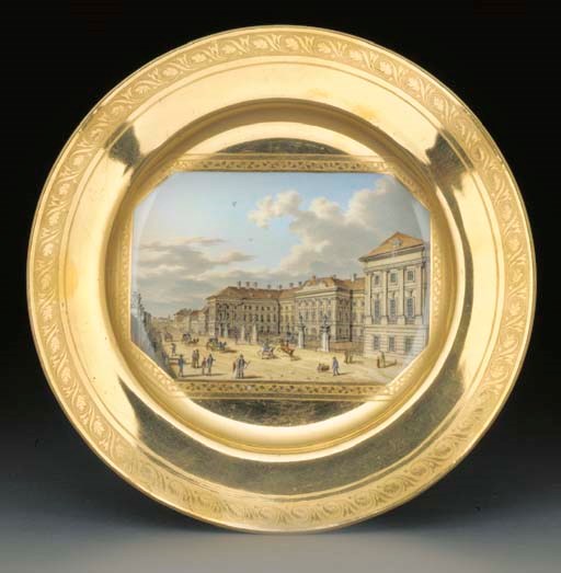 A Vienna topographical gold-ground cabinet-plate