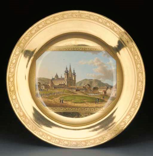 A Vienna topographical gold-ground cabinet-plate