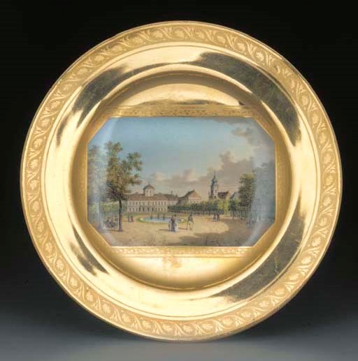A Vienna topographical gold-ground cabinet-plate