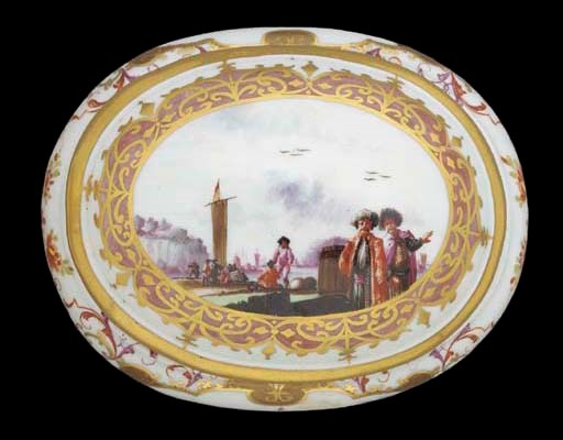 A Meissen oval sugar-box and a cover