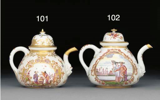 A Meissen chinoiserie teapot and cover