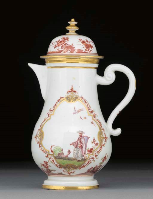 A Meissen coffee-pot and a cover