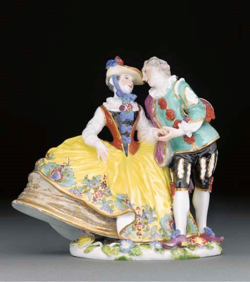 A Meissen group of Beltrame and Columbine