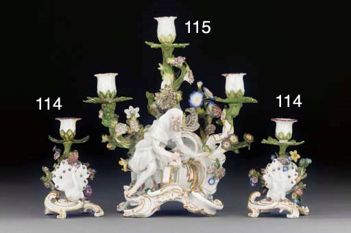 A Meissen figural candelabrum
