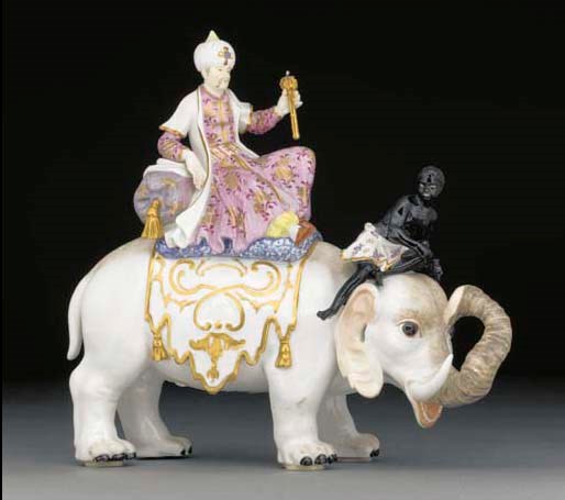 A Meissen group of a Sultan riding on an elephant
