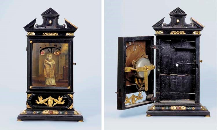 An Italian ebonised and gilt-metal mounted striking night clock