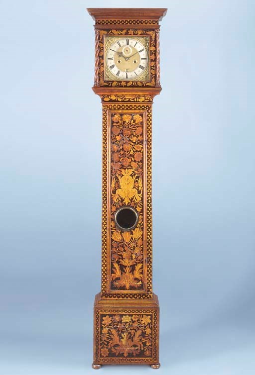 A William III walnut and floral marquetry longcase clock of month duration