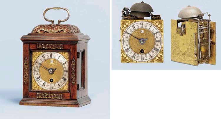 A William III gilt-metal mounted padouk wood miniature timepiece with pull quarter repeat