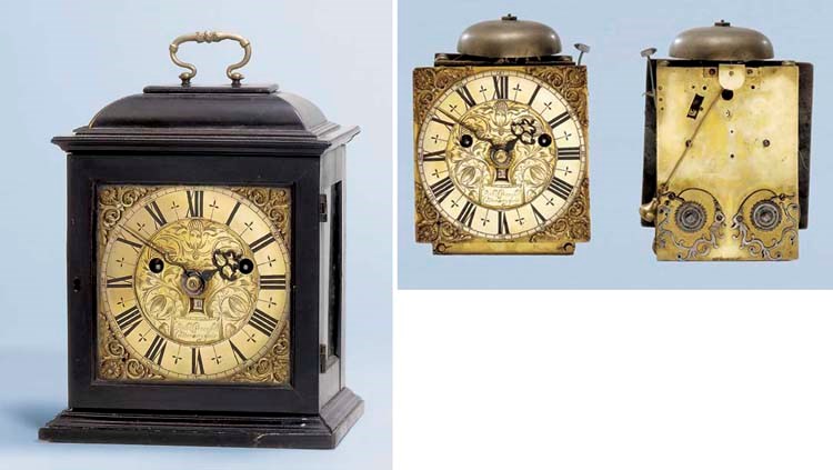 A William and Mary ebony striking small table clock