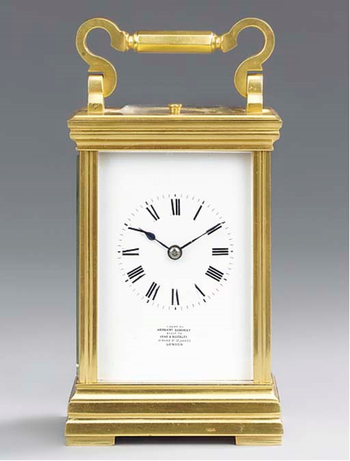 A French gilt-brass striking and repeating small carriage clock, circa 1890