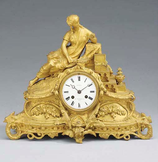 A Napoleon III ormolu figural striking mantel clock, circa 1860