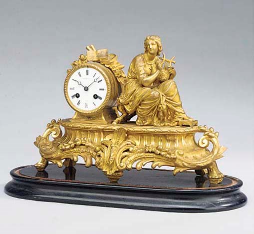 A Napoleon III gilt-metal figural striking mantel clock, circa 1860