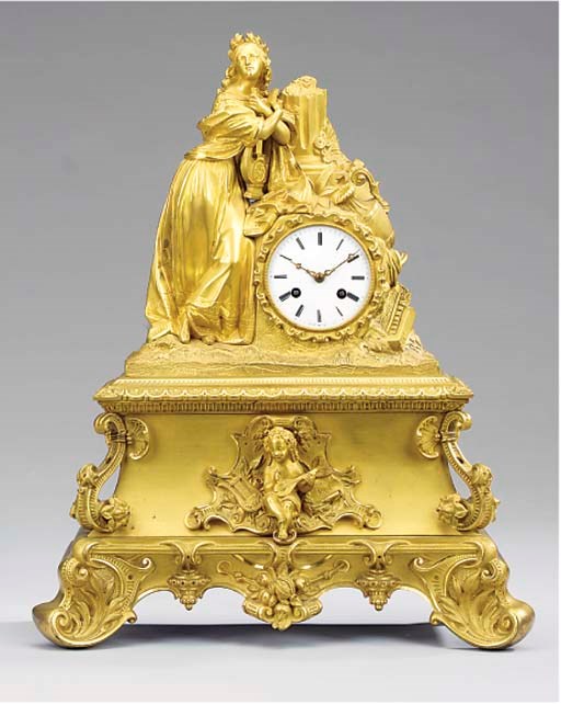 A Louis Philippe ormolu figural striking mantel clock, circa 1840