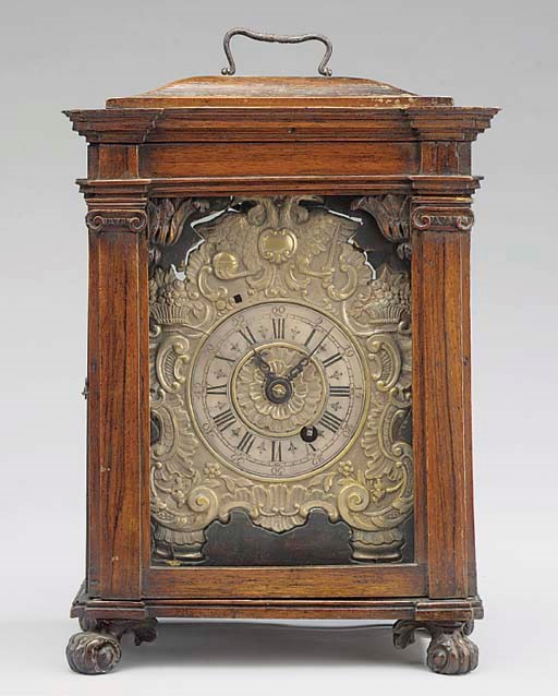 An Austrian fruitwood table clock