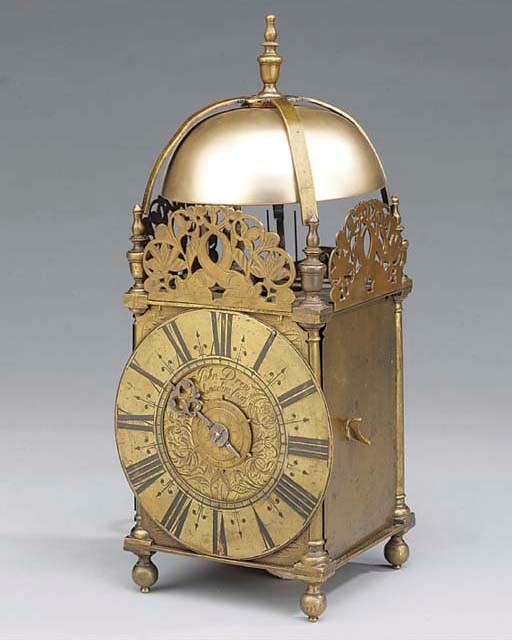 An English brass lantern clock with alarm, early 18th century