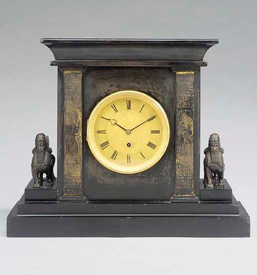 A Regency black marble and bronze-mounted mantel timepiece, circa 1815