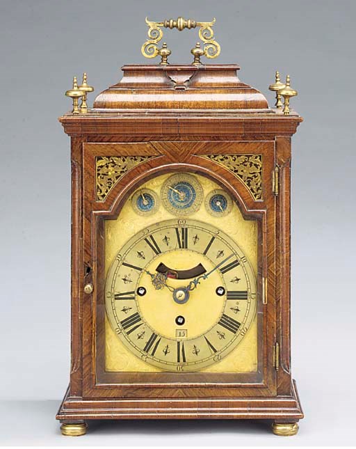 An Austrian walnut and brass-mounted table clock, late 18th century