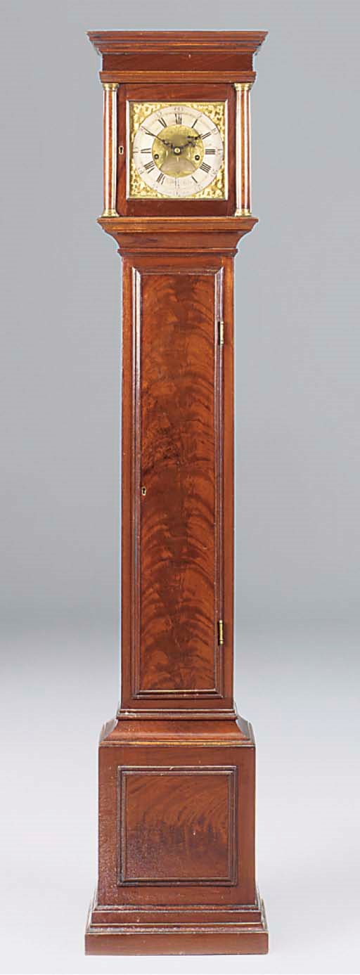 An English mahogany small longcase clock