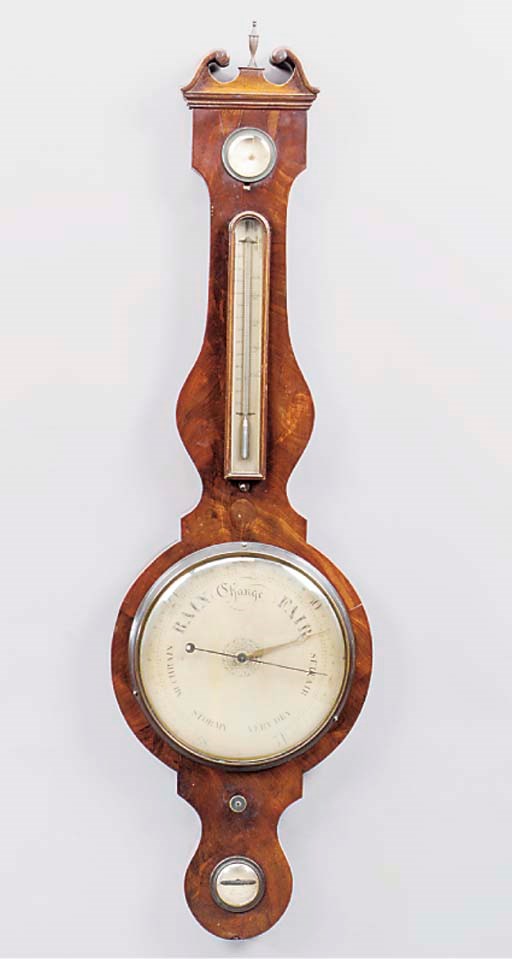 A Victorian mahogany wheel barometer, circa 1840