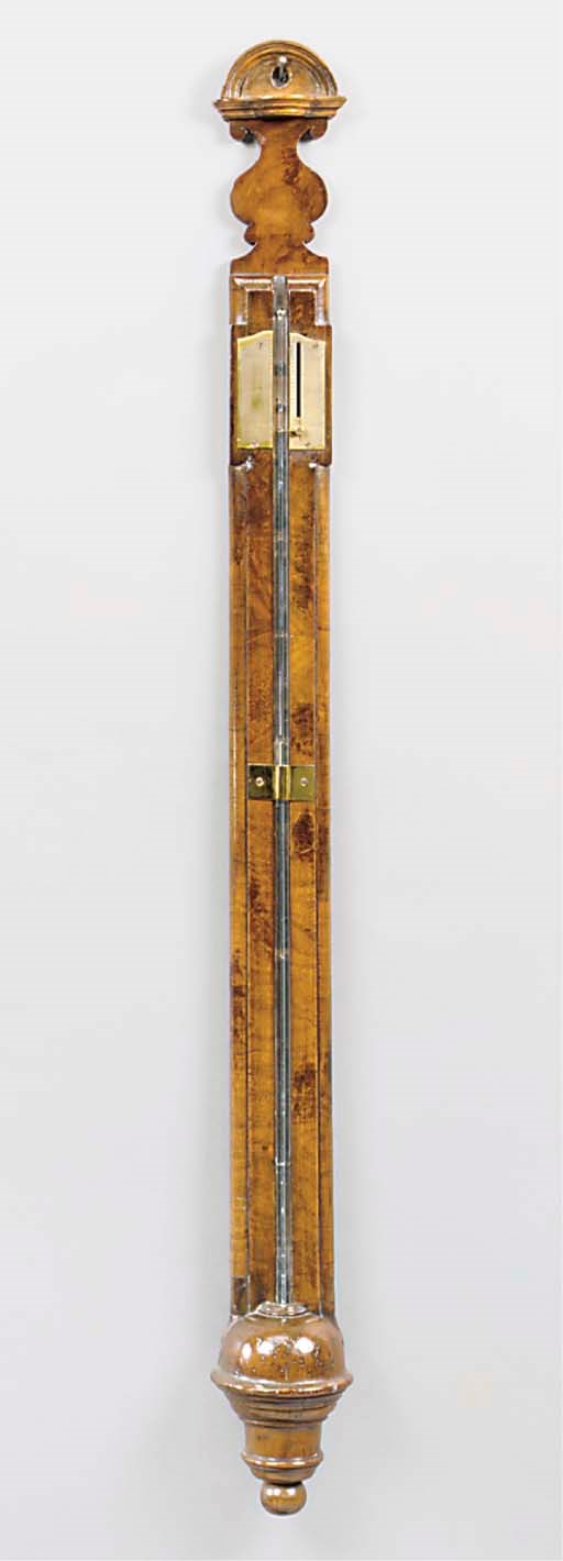 A Queen Anne walnut stick barometer