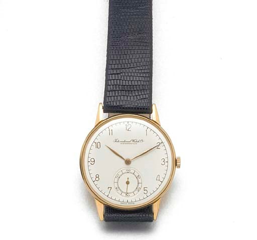 IWC: AN 18ct. GOLD WRISTWATCH
signed International Watch Co, Schaffhausen, circa 1945.