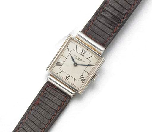 PATEK PHILIPPE: A SQUARE PLATINUM WRISTWATCH
signed Patek Philippe & Co, Geneve, Movement No.850213, 1937.