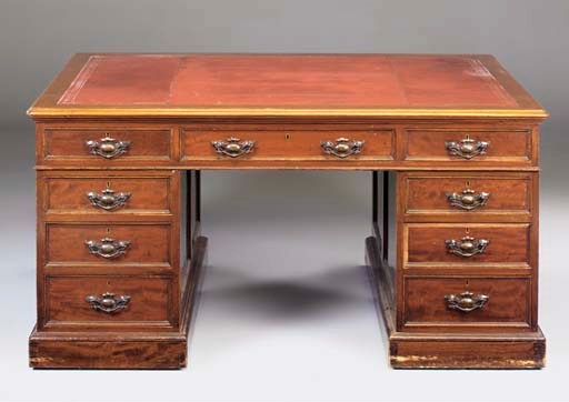 A MAHOGANY PEDESTAL DESK