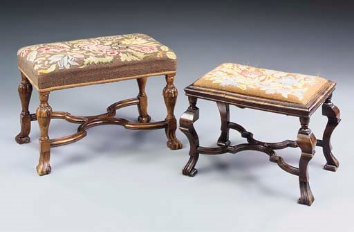 A walnut stool, early 20th century