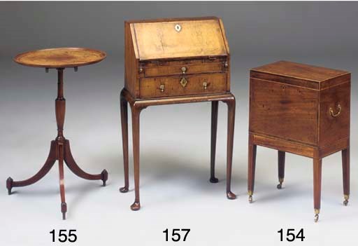 A SMALL WALNUT BUREAU ON STAND