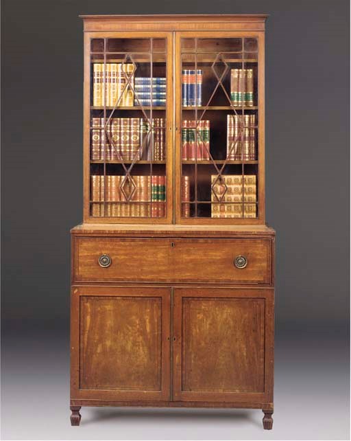A GEORGE IV MAHOGANY SECRETAIRE BOOKCASE