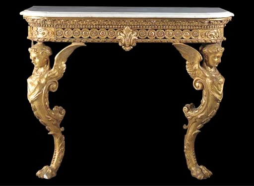 A GILT CONSOLE TABLE
