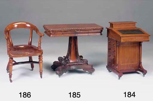 A LATE VICTORIAN MAHOGANY AND SATINWOOD CROSSBANDED DAVENPORT