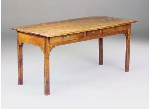 A FRENCH CHERRYWOOD FARMHOUSE TABLE