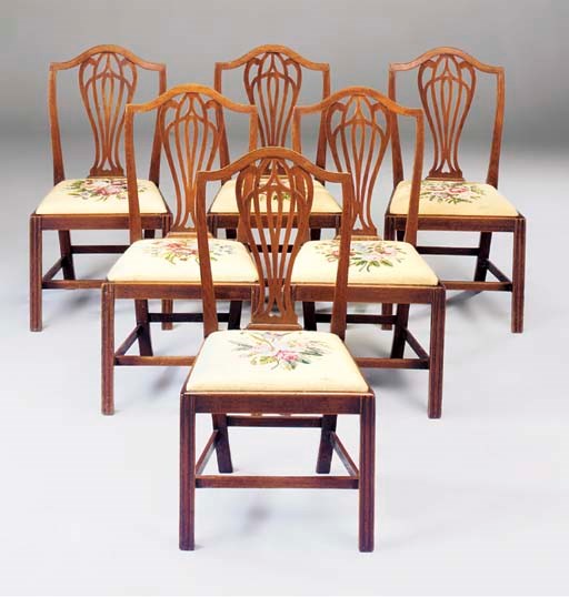A SET OF SIX GEORGE III MAHOGANY DINING CHAIRS