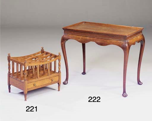 A MAHOGANY AND ELM SILVER TABLE