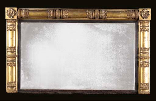 A GILTWOOD OVERMANTEL MIRROR