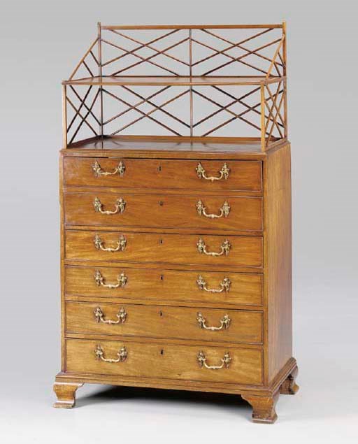 A GEORGE II MAHOGANY SECRETAIRE-CHIFFONIERE
