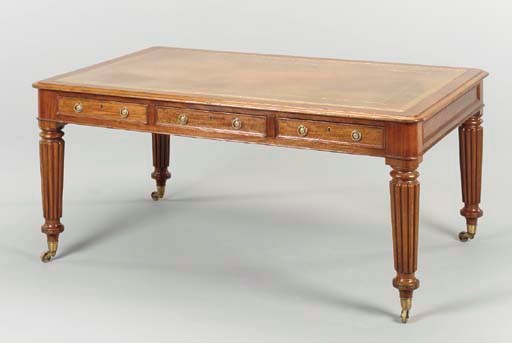 A VICTORIAN MAHOGANY PARTNER'S DESK,