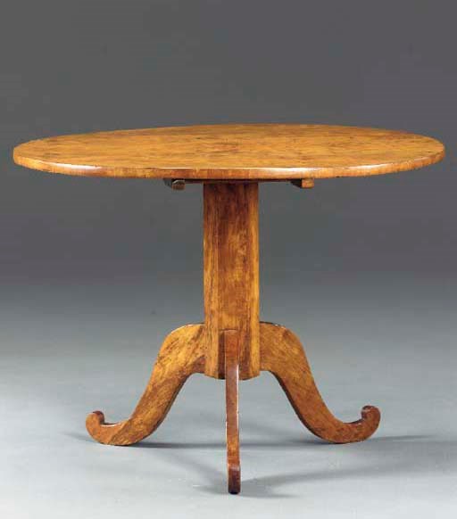 A RUSSIAN BIRCHWOOD TRIPOD TABLE,
