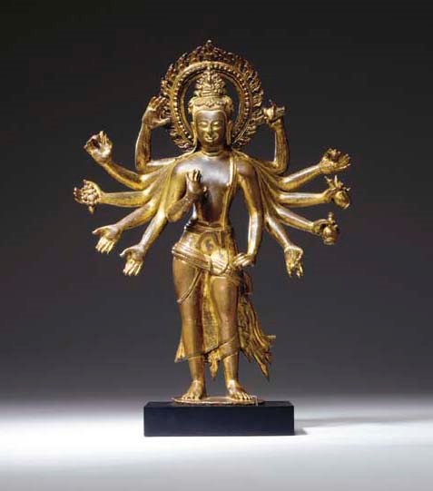 An Important Gilt Bronze Figure of Amoghapasa