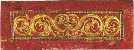 A Polychrome and Gilt Wood Manuscript Cover