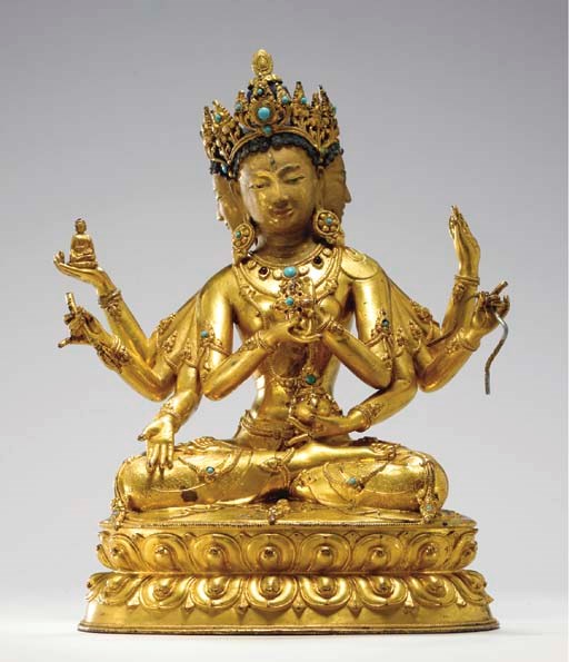 A Gilt Bronze Figure of Ushnishavijaya